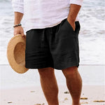Summer Drawstring Shorts With Pockets Fashion Casual Solid Color Vacations Beach Pants Mens Clothing