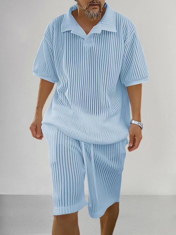 Casual Loose Short-Sleeve Top And Shorts Set Mens Clothing