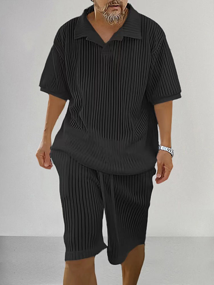 Casual Loose Short-Sleeve Top And Shorts Set Mens Clothing