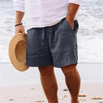 Summer Drawstring Shorts With Pockets Fashion Casual Solid Color Vacations Beach Pants Mens Clothing
