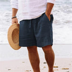 Summer Drawstring Shorts With Pockets Fashion Casual Solid Color Vacations Beach Pants Mens Clothing