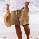 Summer Drawstring Shorts With Pockets Fashion Casual Solid Color Vacations Beach Pants Mens Clothing