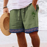 Summer Drawstring Shorts With Pockets Fashion Casual Solid Color Vacations Beach Pants Mens Clothing