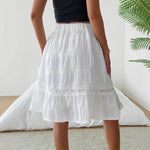 Solid-color Casual Chic Resort-style Ruffled Sexy Stretch-waist Skirt