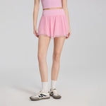 Summer Elastic Waist Sheer Panel Pocket Yoga Skirt