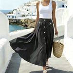 Blue And White Striped High-waisted Skirt For Women
