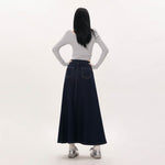 Women's Simple Design Slimming Dark Blue Denim Skirt